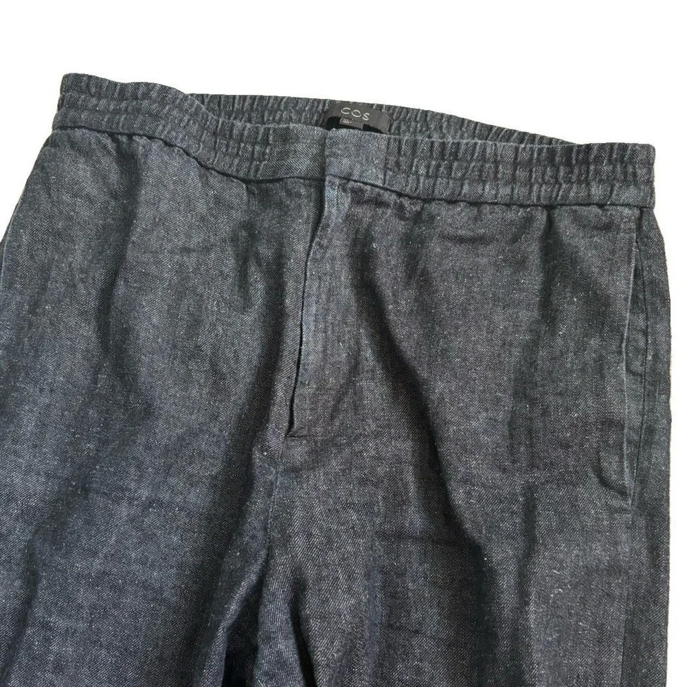 COS Linen Blend Denim Chambray Easy Pant Men M EU 48 Dark Blue Elasticized Waist